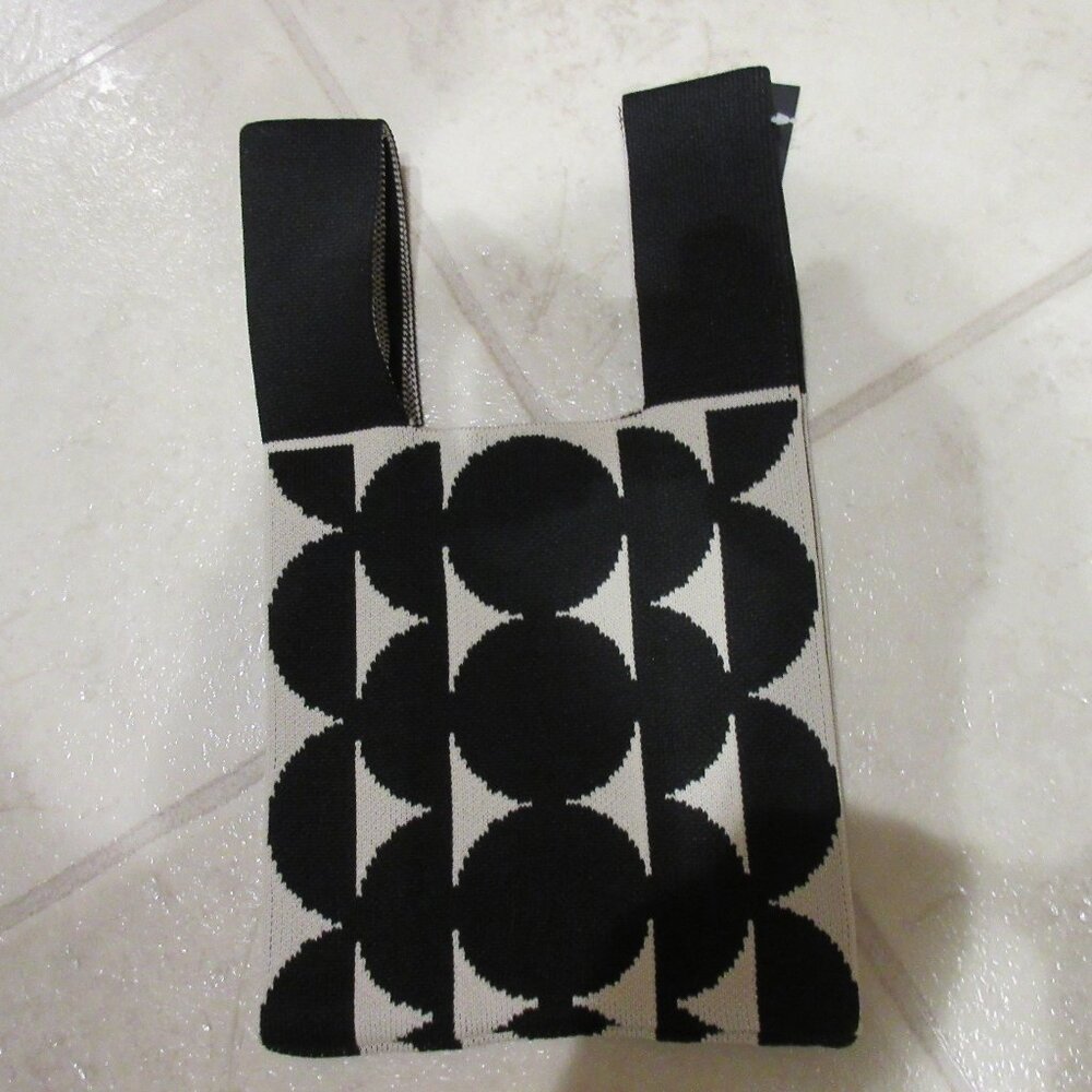 💕SALE - Unique Black & Cream Knit Tote Bag Shopper Bag 💕